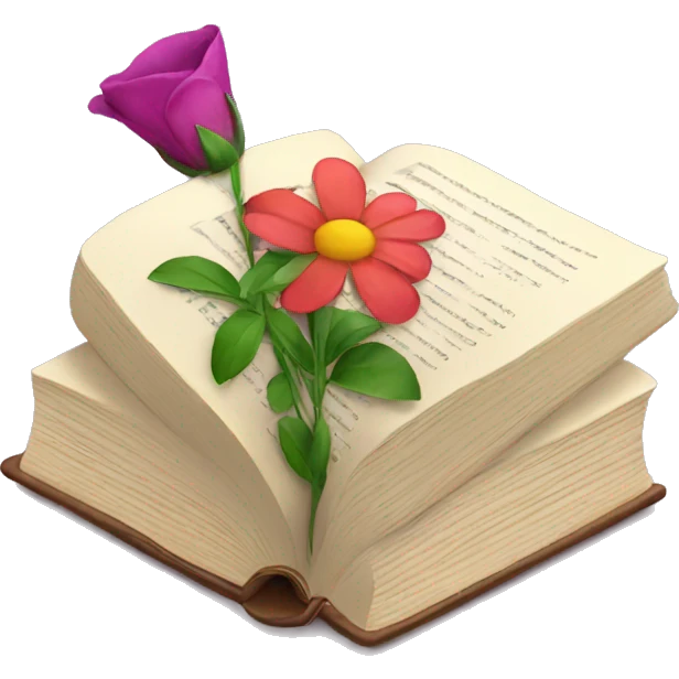 Books and flower emoji