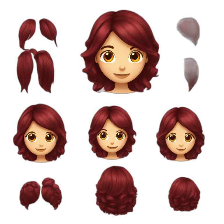 fille mignonne cheveux bordeaux  emoji