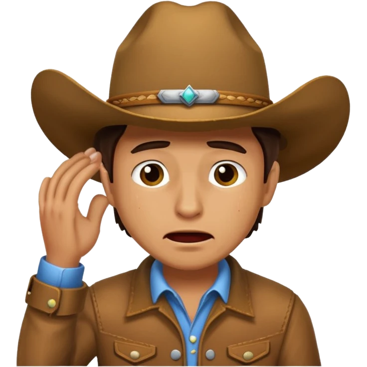 Cowboy taking off his hat and crying emoji
