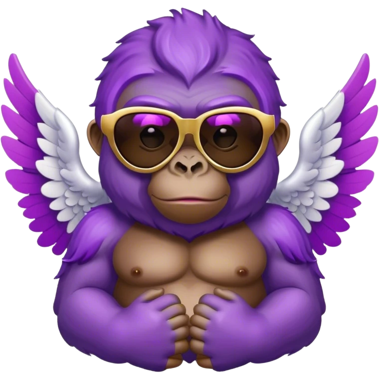 Purple  gorilla with angel wings and chromatic sunglasses emoji