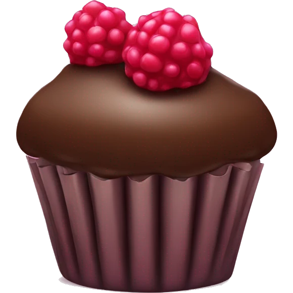 Chocolate cupcake with rasberry emoji
