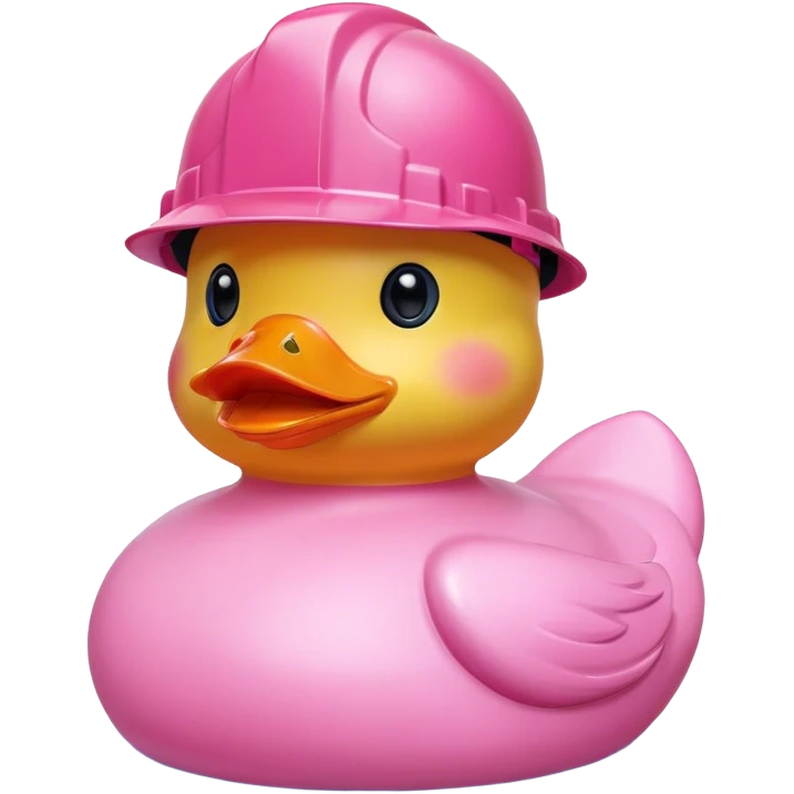 Pink rubber duck with a pink hard hat emoji