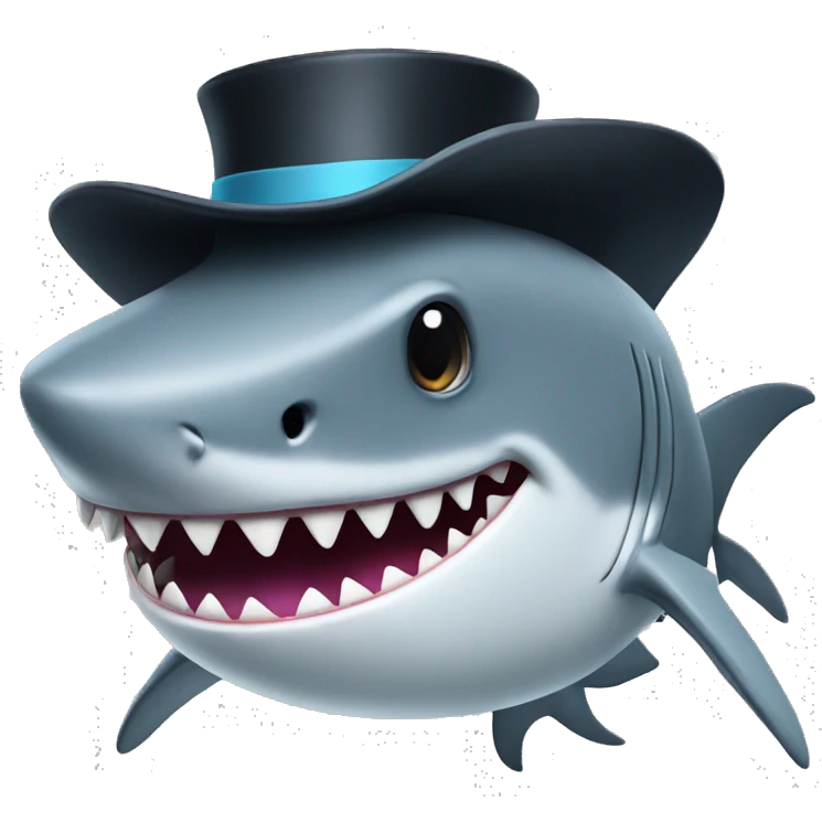 Shark with a top hat emoji