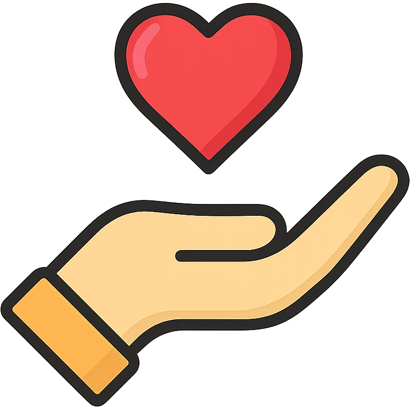 hand with heart icon emoji, clear outlines, strong shadows and highlights, psychology and psychosomatics theme emoji