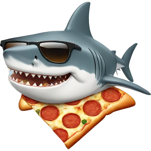 Shark wearing a hat with sunglasses and a pizza emoji