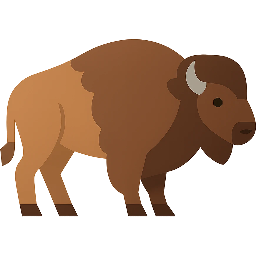 Flat design style bison emoji