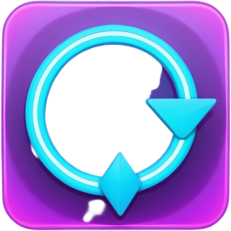 Circular loop arrow in Virtuosa style: smooth rounded shape forming a full loop, neon blue (#00A9F4) and violet (#9A1AFF) glow, futuristic 3D look, friendly and modern. No text. Full background. emoji