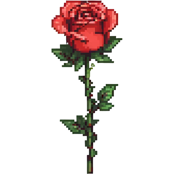 A single red rose with green leaves emoji