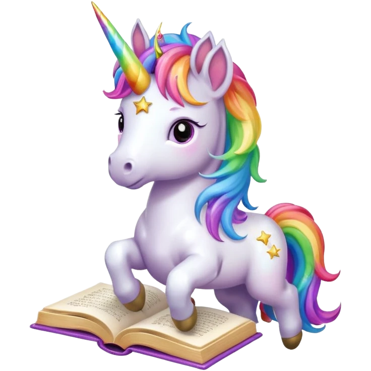Unicorns read book
A full body of little majestic unicorn with rainbow mane holding an open book with magic sparks.












 emoji