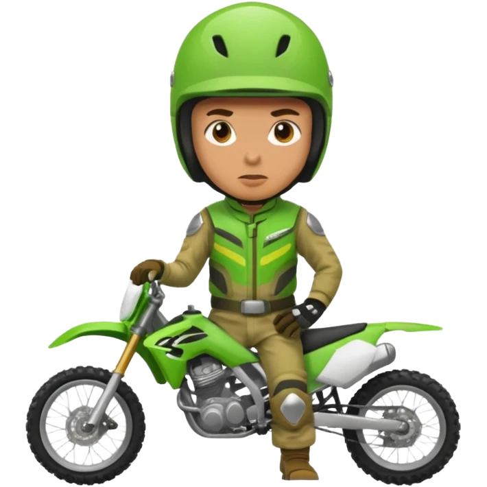 confused dirtbike rider in green gear emoji