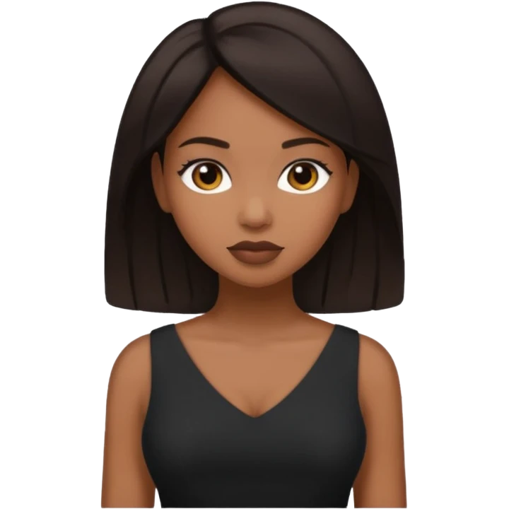 Light skinned black woman with bbl and dark brow hair emoji