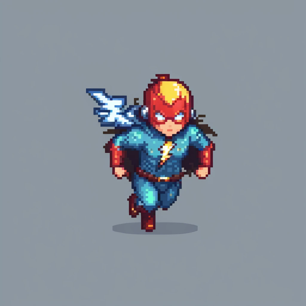 round superhuman icon with lightning speed, fast hero running emoji