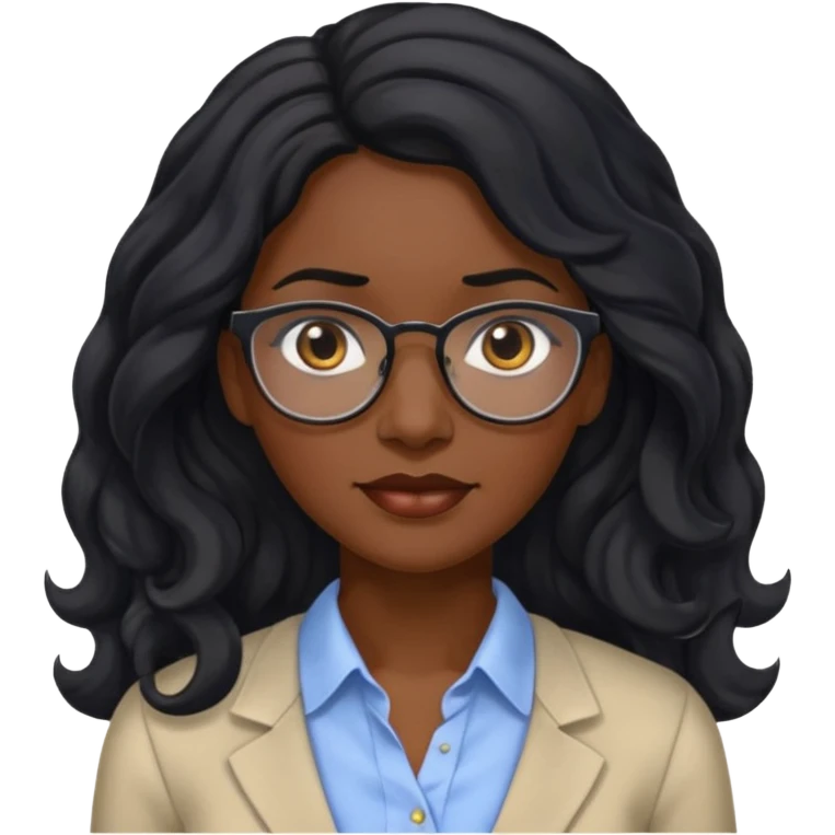 Black women teacher with black long  wavy hair chalkboard background and no eyeglasses emoji
