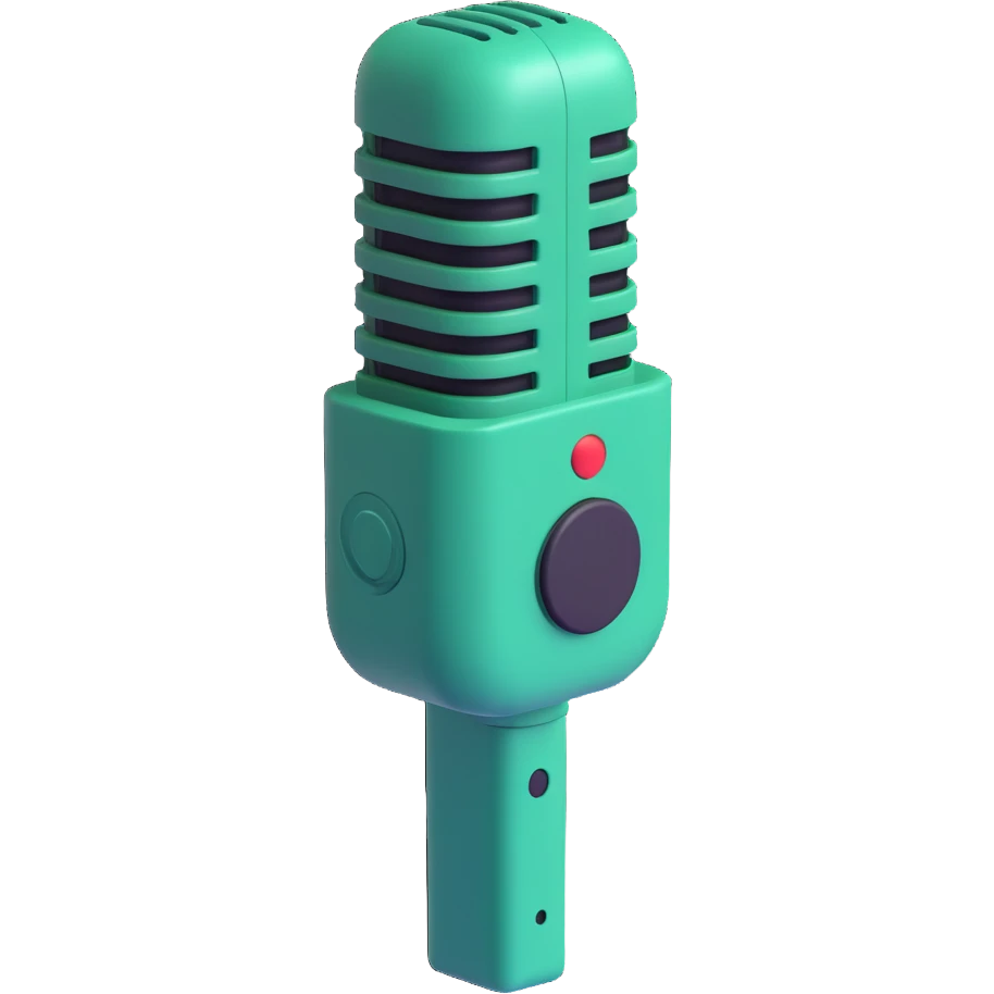 dark green radio microphone, front angle, 3D emoji style, no text emoji