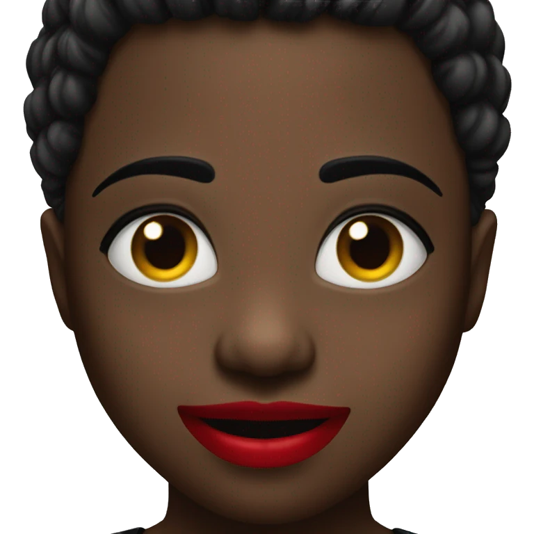 Black smilie with red lips emoji