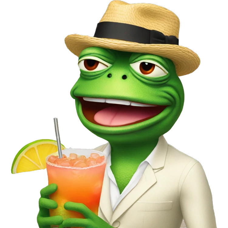 Pepe frog with sunrise cocktail emoji