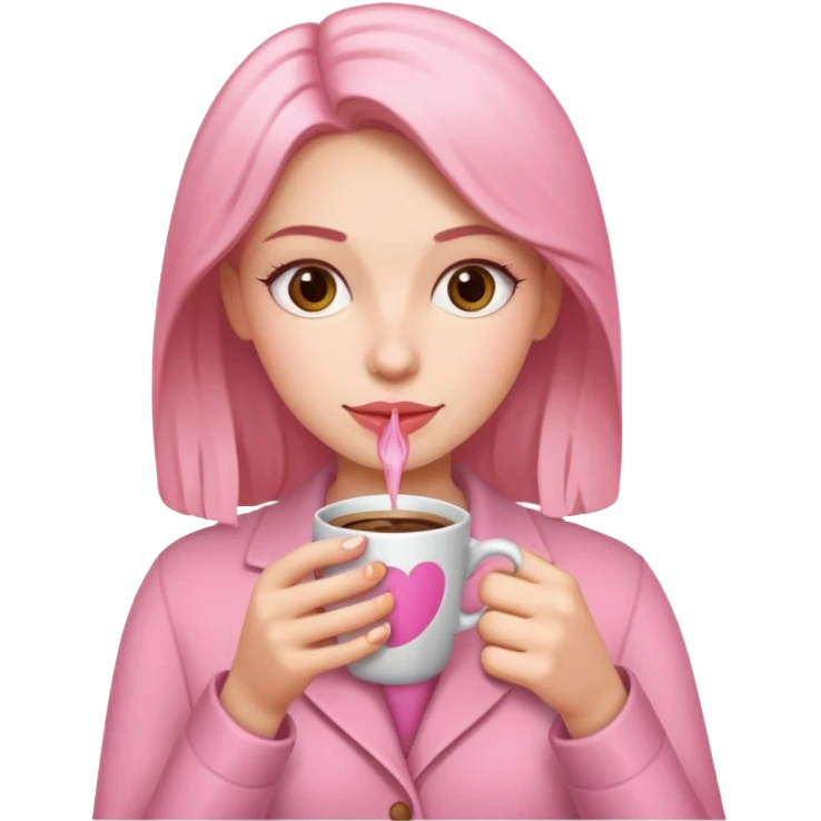 Mujer, te, café Rosa  emoji