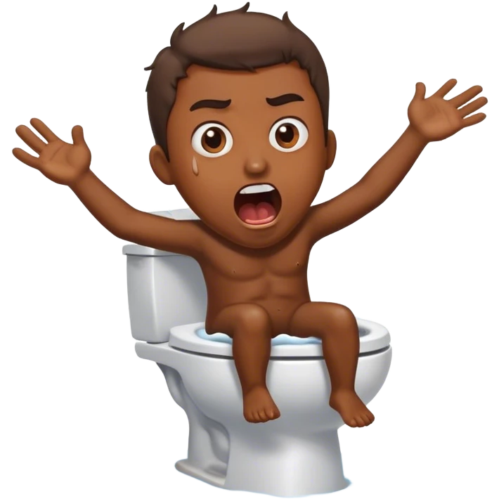 Man screaming on toilet with brown liquid flying out  emoji