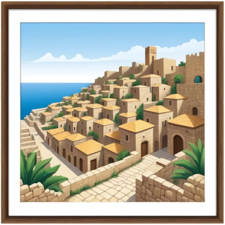 Byblos Old City Landmark Emoji – Portraying the historic stone houses, narrow streets, and Phoenician ruins. emoji