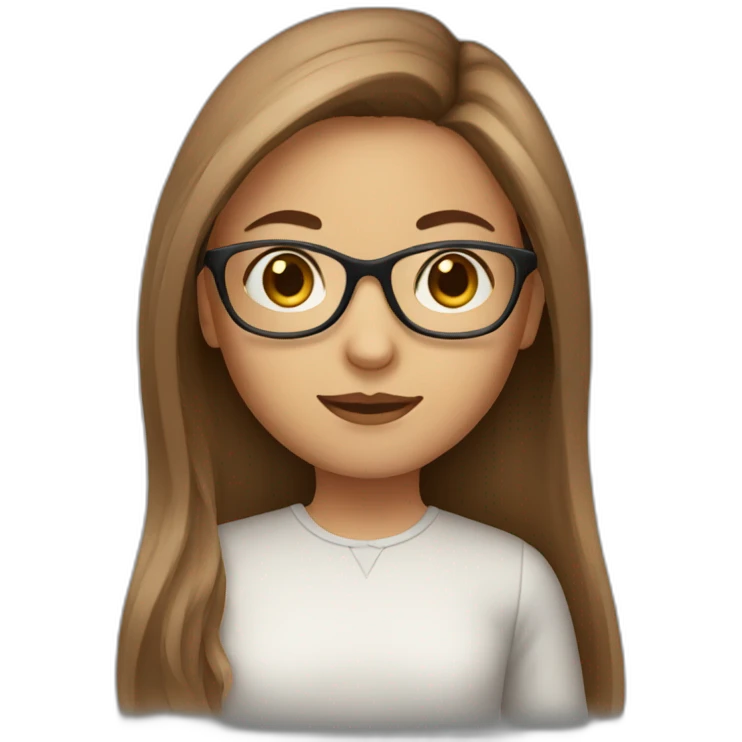 girl with brown long hair and transparent glasses emoji