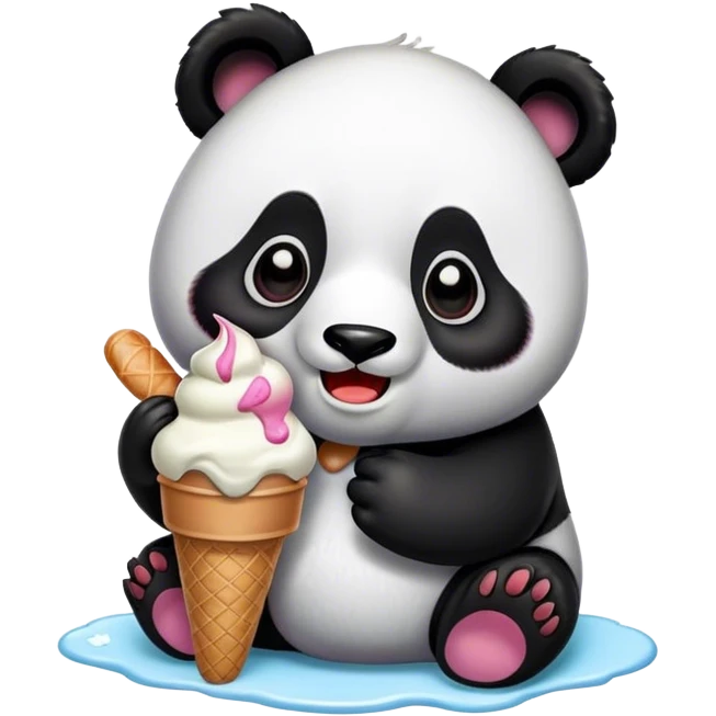 Panda eating ice cream emoji