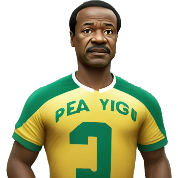 Paul Biya in a Cameroonian jersey, playing football in a packed stadium emoji