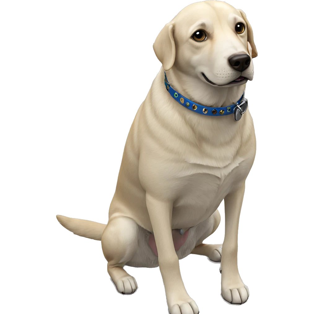 realistic dog with collar and bowl emoji