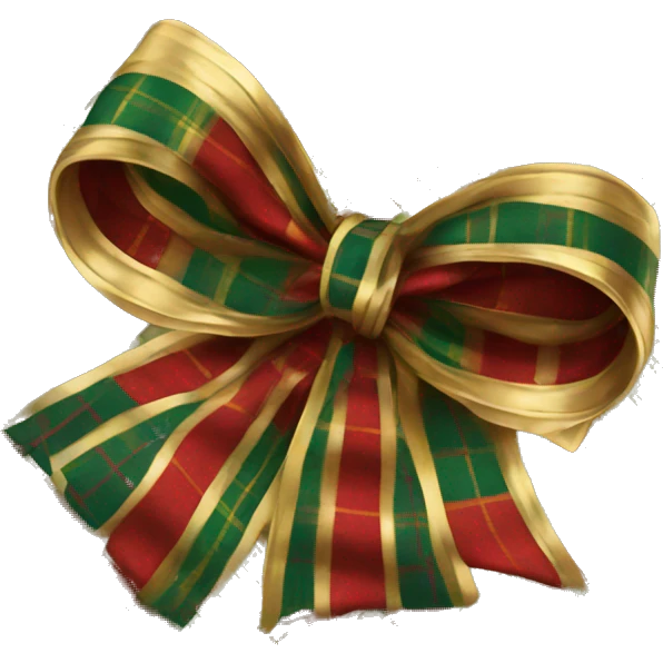 Gold red and green plaid bow emoji