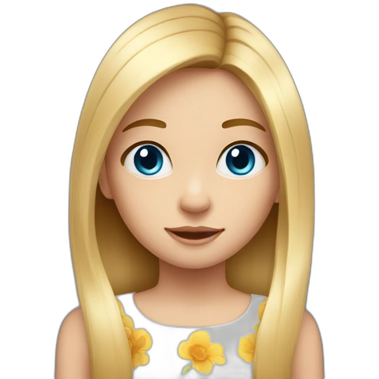 Little Girl, straight short long straight hair, blue eyes  emoji