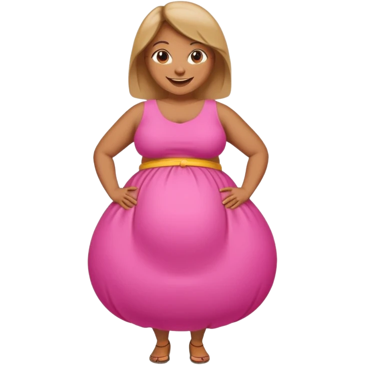  tan skin woman with big inflated belly emoji