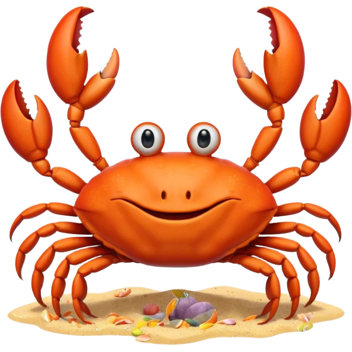 smiling crab shown facing the camera emoji