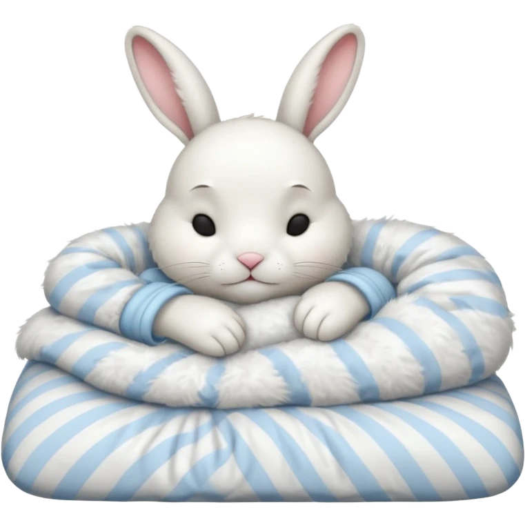 cartoon white rabbit asleep in bed emoji