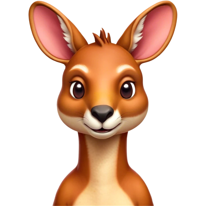 Cinematic Comical Adult Red Kangaroo Portrait Emoji, Head tilted dramatically with an exaggeratedly shocked expression, featuring a robust, dynamic build with a uniquely red kangaroo-shaped head sporting an elongated snout and wide, comically expressive eyes full of playful disbelief, Simplified yet hilariously expressive features, highly detailed, glowing with a slightly sassy outback glow, high shine, dramatic yet playful, stylized with an air of cheeky wild mischief, soft glowing outline, capturing the essence of a meme-worthy kangaroo that looks ready to bound its way into viral fame! emoji