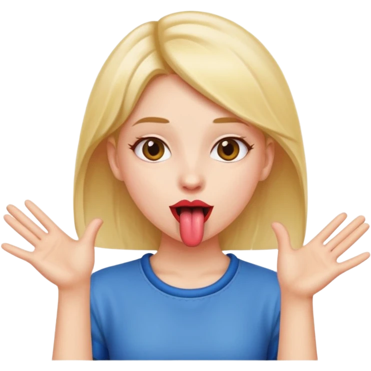 girl with tounge out and hands to side emoji