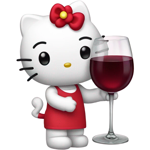 Hello Kitty drinking red wine emoji