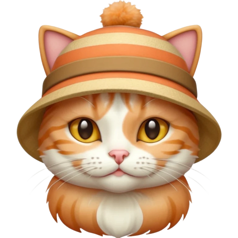 peach and white striped cat with hat emoji