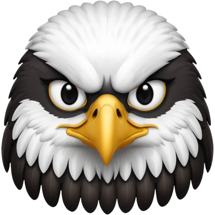 simple eagle emoji DOT eyes, only pupils, solid black , no iris, no Sclera emoji