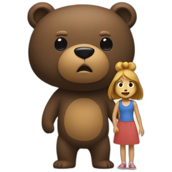 big bear threatening small girl emoji