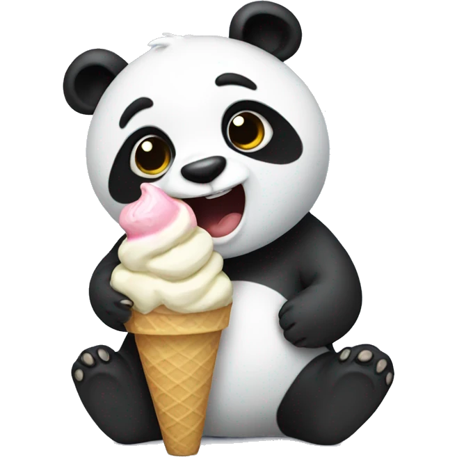 Panda eating ice cream emoji