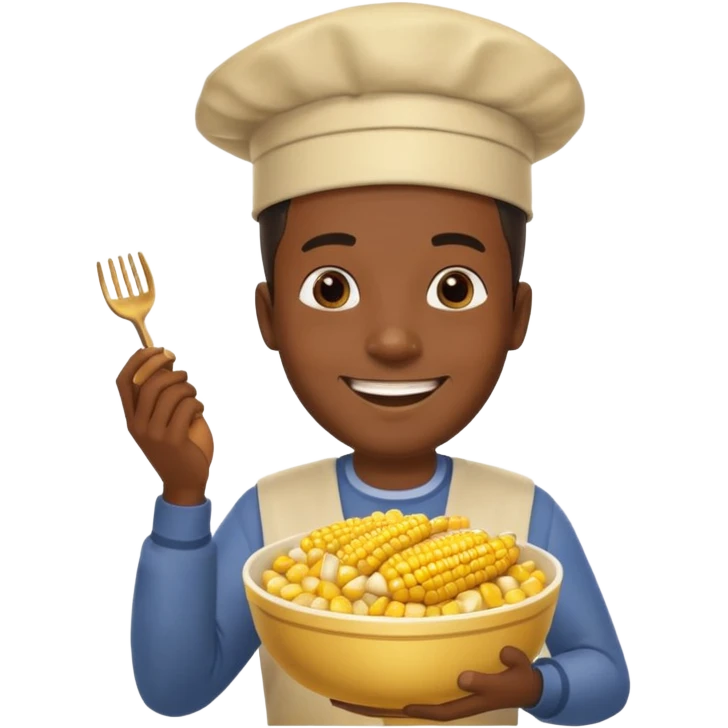 BLACK MAN HOLDING AN COOK CORN BOWL emoji