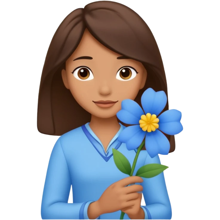 Disney character holding blue flower  emoji