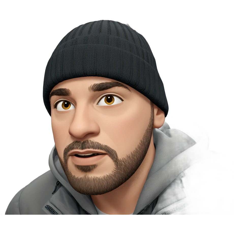 bearded boy in snow scene emoji