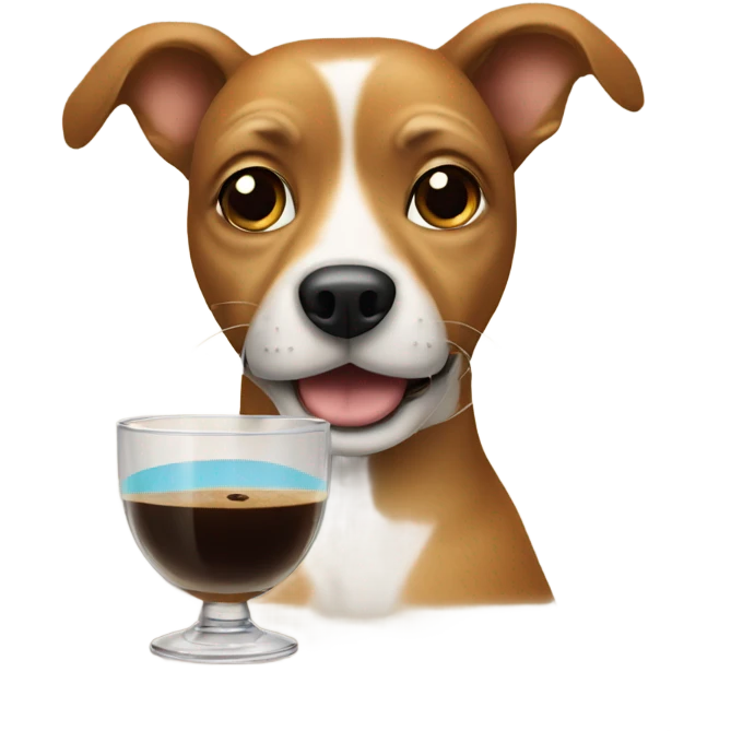 Dog drinking espresso martini emoji