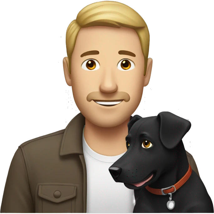 man soeeping with a black labrador dog emoji