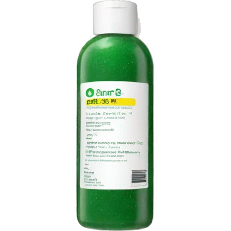 bottle of scalp scrub with label emoji