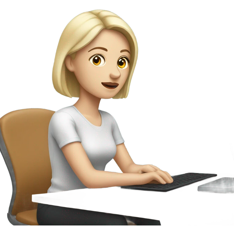 white skinned woman looking at her computer emoji