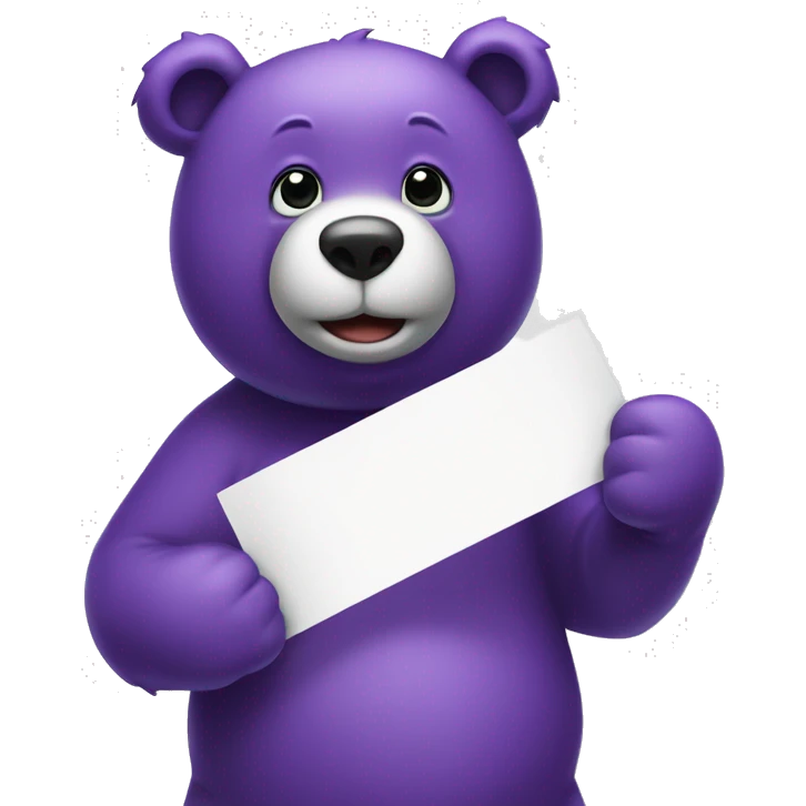 MANGA PURPLE BEAR HOLDING SIGN OF BN emoji