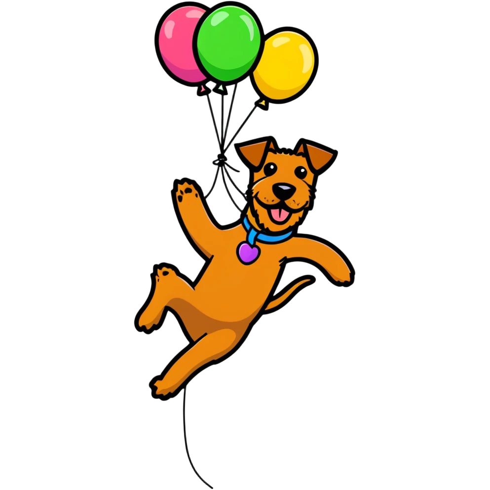 Irish terrier with balloons emoji