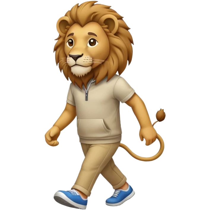 anthropomorphised lion in leisure wear walking upright emoji