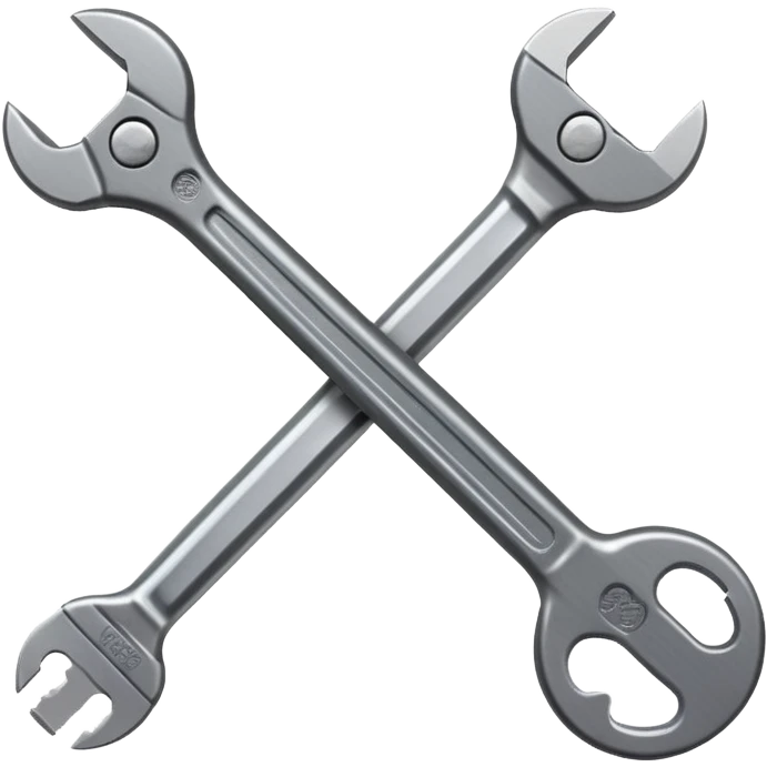 A flat-style illustration of a crossed pencil and wrench. Clean, minimal, black icon on white background, cartoon style, iOS emoji aesthetic. emoji